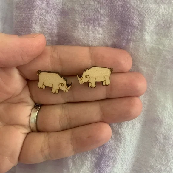 Wooden Rhino Studs - Picture 2 of 2